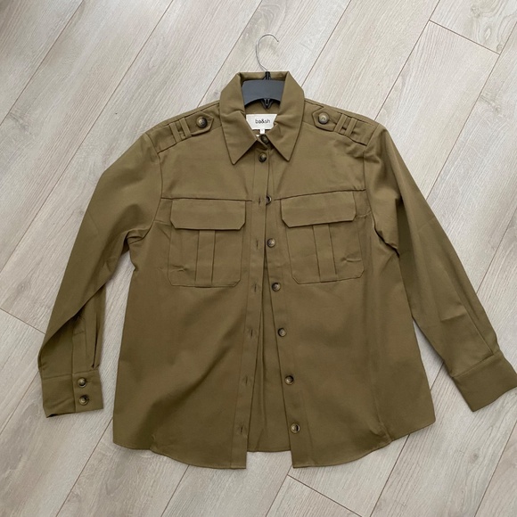 Olive Green Utility Double Pocket Button Down Shirt / Jacket - Picture 5 of 11